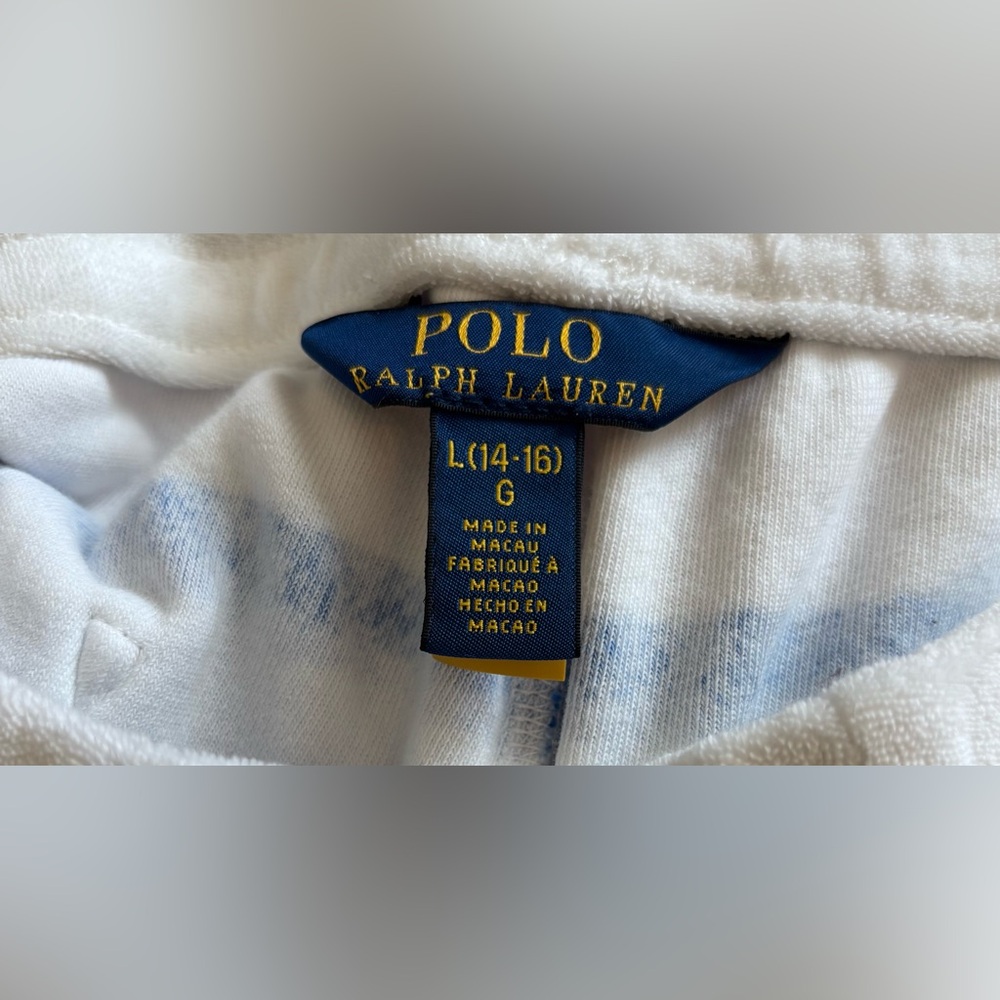 Polo Ralph Lauren Boys Blue & White Striped Terry Cloth Shorts Size Large - Picture 4 of 5
